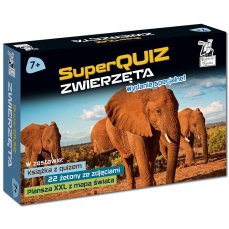Kapitan Nauka Pakiet SuperQuiz Zwierzęta 7+ (książeczeka + plansza XXL + żetony) Kapitan Nauka Pakiet SuperQuiz Zwierzęta 7+ (książeczeka + plansza XXL + żetony)
