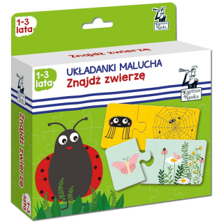 Kapitan Nauka. Układanki malucha. Znajdź zwierzę. 1-3 lata (puzzle dwuelementowe)