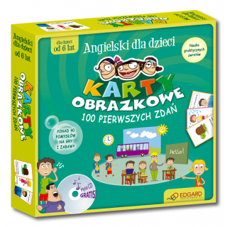 Angielski dla dzieci Karty obrazkowe 100 pierwszych zdań (od 6 lat) (Książeczka + 104 ilustrowane karty + płyta CD ) Angielski dla dzieci Karty obrazkowe 100 pierwszych zdań (od 6 lat) (Książeczka + 104 ilustrowane karty + płyta CD )